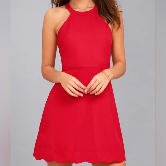 Lulu's Red Mini Mamacita Halter Dress - Picture 2 of 12